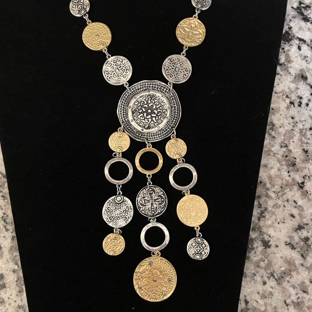 Chico’s Silvertone and Goldtone Reversible Necklace